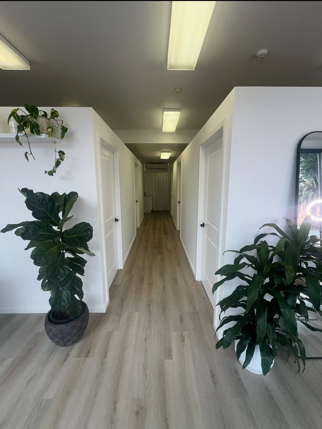 The calm hallway inside the Marine K Cosmetic studio on Inkerman Street