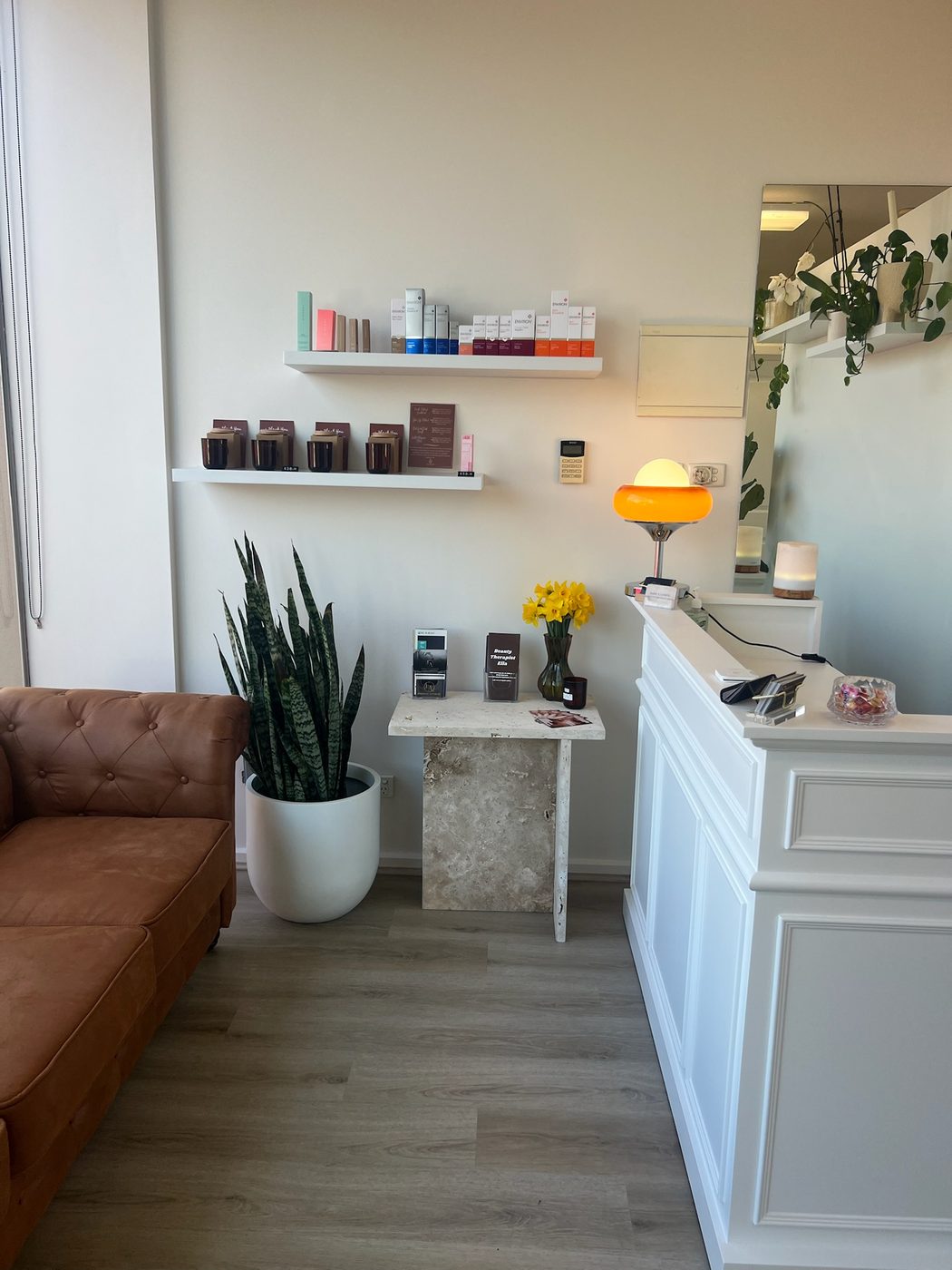 Reception and waiting area at the studio