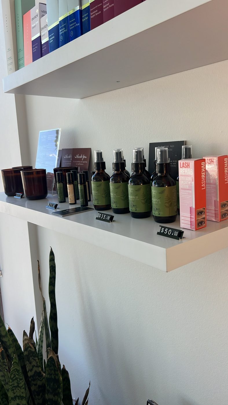 Retail shelf inside the studio